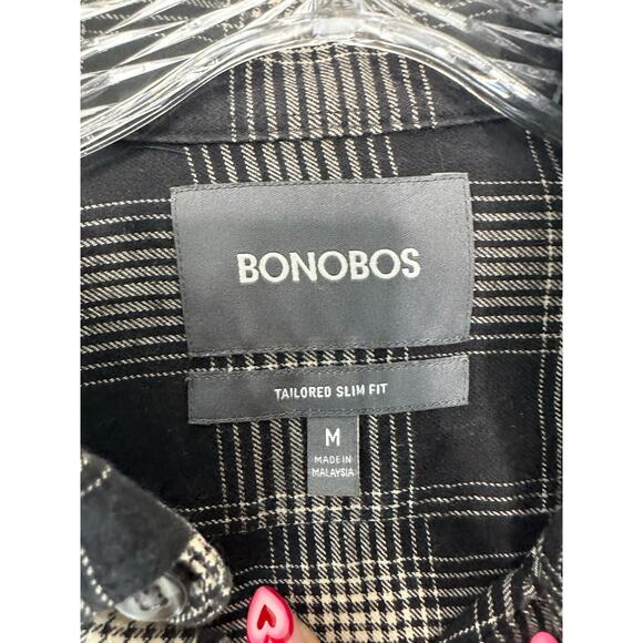Bonobos Men's Black White Plaid Tailored Slim Fit Button Down Shirt Medium - Picture 2 of 12